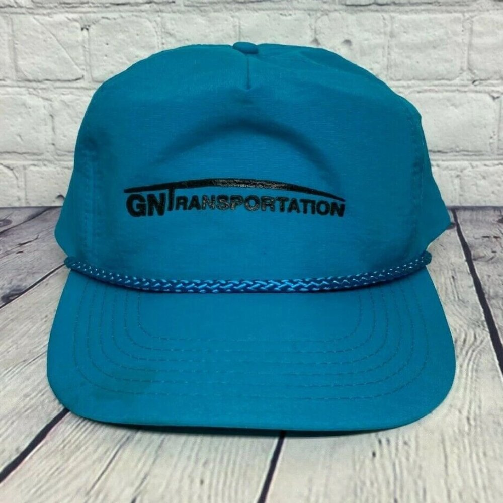 Vintage Trucker Hat Nylon Rope Cap Snapback Teal GN Transportation One Size All